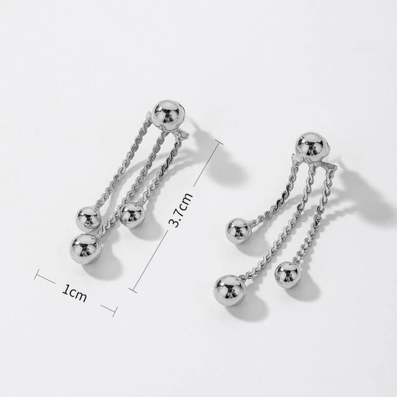 Any 2/$20! Silver Ball Studs w/Fringed Ball Jackets Earrings - Picture 4 of 6